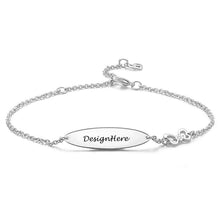 Charger l&#39;image dans la galerie, Bracelet de cheville à graver S0036 gravure personnalisé  avec un disque ovale avec prénom texte
