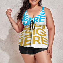 Charger l&#39;image dans la galerie, Maillot de bain fendu tankini pour femme QZ6065 personnalisé avec photo motif logo texte (conception multi-images)
