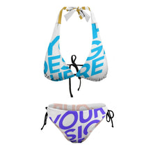 Charger l&#39;image dans la galerie, Bikini triangle maillot de bain ensemble 2 pièces sexy femme BK2131 personnalisé avec photo motif logo texte (impression des multi-images)
