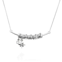 Charger l&#39;image dans la galerie, Collier Star Diamond Circle Ball Pendentif X0011 argent sterling 925 gravure personnalisé avec prénom texte
