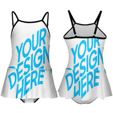 Charger l&#39;image dans la galerie, Maillot de bain tankini fille à volants NT024 design et personnalisé avec votre photo ou texte
