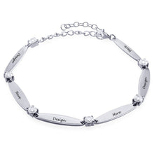 Charger l&#39;image dans la galerie, Femme bracelet barres étincelantes gravé personnalisé avec texte prénom
