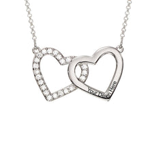 Charger l&#39;image dans la galerie, Collier Diamant Coeur Deux X0093 pour femme gravure personnalisé avec prénom texte
