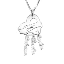 Charger l&#39;image dans la galerie, Collier pendentif breloque coeur X0036 gravure personnalisé avec texte prénom
