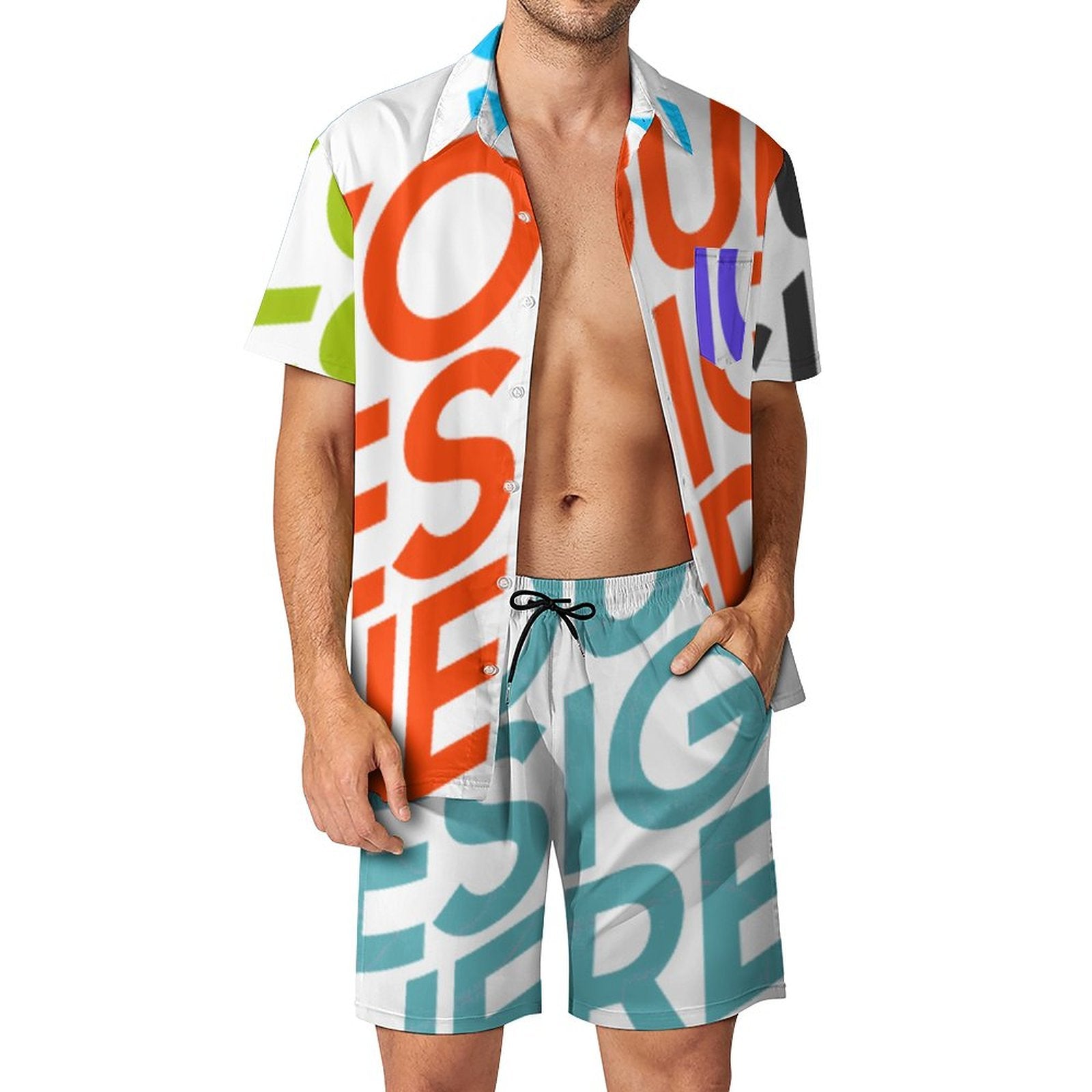 Ensemble tenue chemise et short de plage homme original grande - Main Image