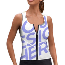 Charger l&#39;image dans la galerie, Gilet à capuche de sport avec fermeture éclair femme / Soutiens gorge de sport running B772 personnalisée de plusieurs images avec texte et logo photo
