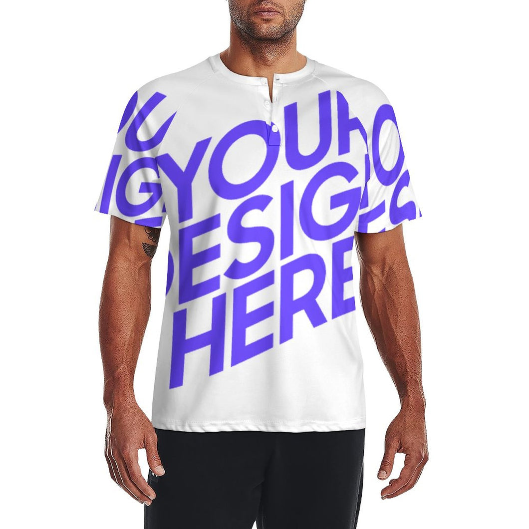 T-shirt tee shirt Polo Reglan homme manches courtes DT36 à trois boutons personnalisé avec photo texte motif (conception une image)