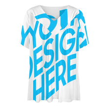 Charger l&#39;image dans la galerie, Impression d’image unique T-shirt à manches courtes à col en V pour femmes BDT personnalisé avec photo logo texte motif

