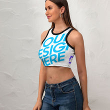 Charger l&#39;image dans la galerie, Crop Top Femme NZ107 avec Dos Nageur et Bretelles Larges Personnalisé avec photo texte motif (conception multi-images)
