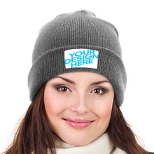 Charger l&#39;image dans la galerie, Bonnet en tricot doux gardant au chaud et confortable unisexe personnalisé avec photo logo motif texte
