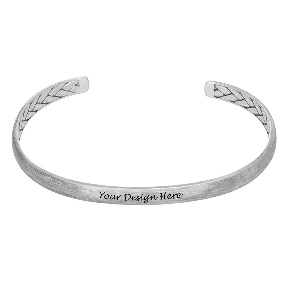 Bracelet de manchette jonc S0033 pour hommes gravé personnalisé avec texte prénom