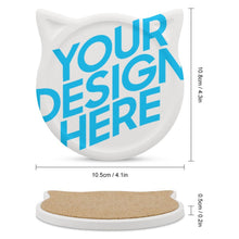 Charger l&#39;image dans la galerie, Dessous de verre en céramique / Sous-verres en forme de chat 4/6 pièces personnalisé avec photo logo texte motif
