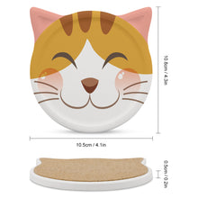 Charger l&#39;image dans la galerie, Dessous de verre en céramique / Sous-verres en forme de chat 4/6 pièces personnalisé avec photo logo texte motif
