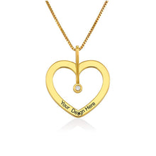 Charger l&#39;image dans la galerie, Collier Coeur Amour X0068 avec diamant en argent sterling 925 pour femme gravure personnalisé avec nom texte
