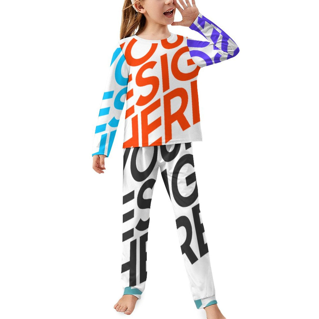 Pyjama chemise de nuit fille enfant deux pièce JTZ- personnalisé avec photo motif logo texte (impression des multi-images)