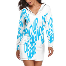 Charger l&#39;image dans la galerie, Robe à capuche sportive robe pull longue QZ6056 pour femme personnalisée avec motif photo logo texte (impression d&#39;image unique)
