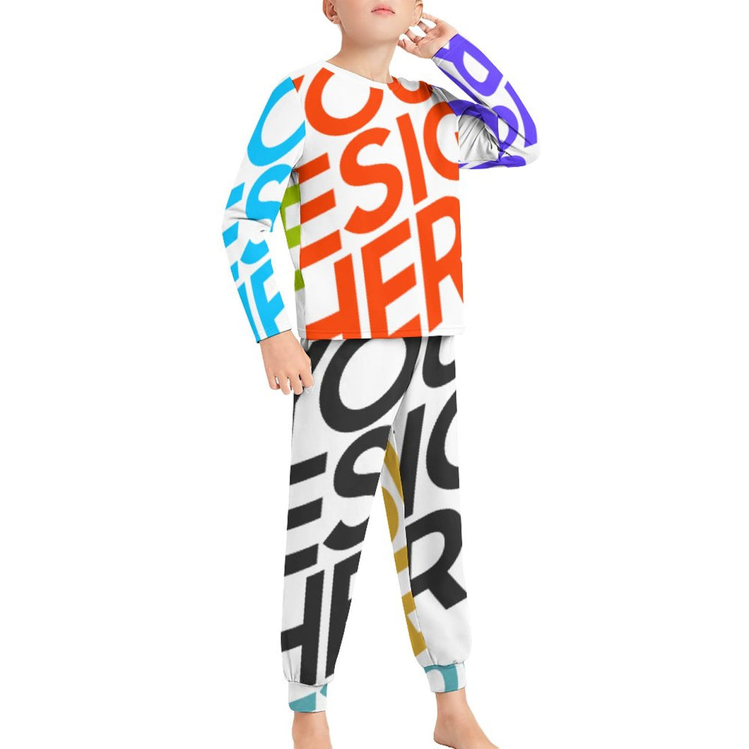 Pyjama chemise de nuit garçon enfant deux pièces JTZ personnalisé avec photo motif logo texte (impression des multi-images)
