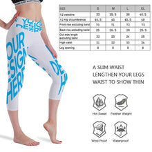 Charger l&#39;image dans la galerie, FS0813 Pantalon de yoga court 3/4 leggings imprimés pour dames personnalisez le design avec vos photos/images ou votre nom
