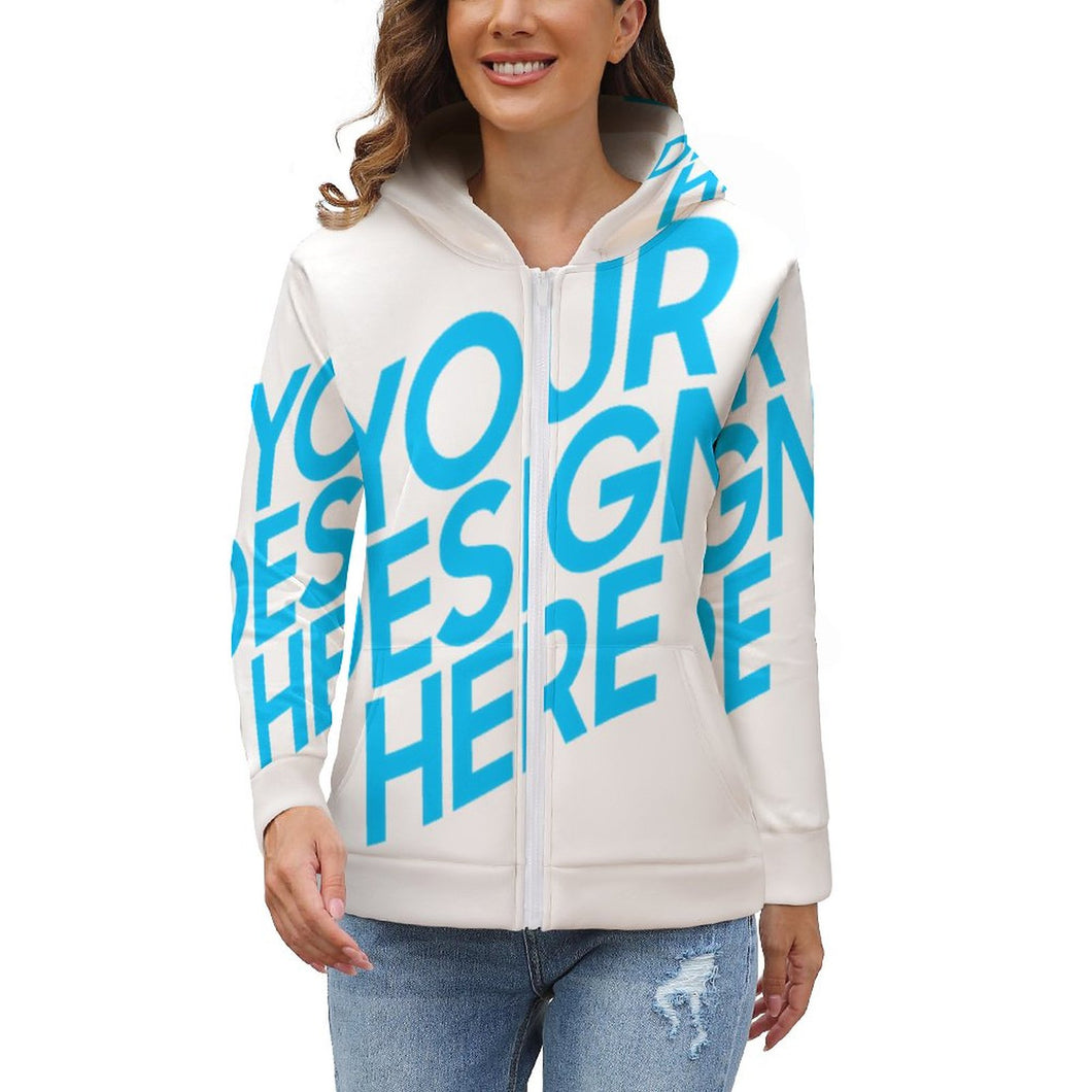 Sweat à capuche zippé / hoodies en peluche pour femme personnalisé (image unique)