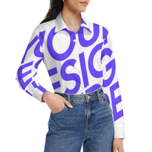 Charger l&#39;image dans la galerie, Chemise blouse manches longues femme imprimée personnalisée avec photo texte motif (conception une image)
