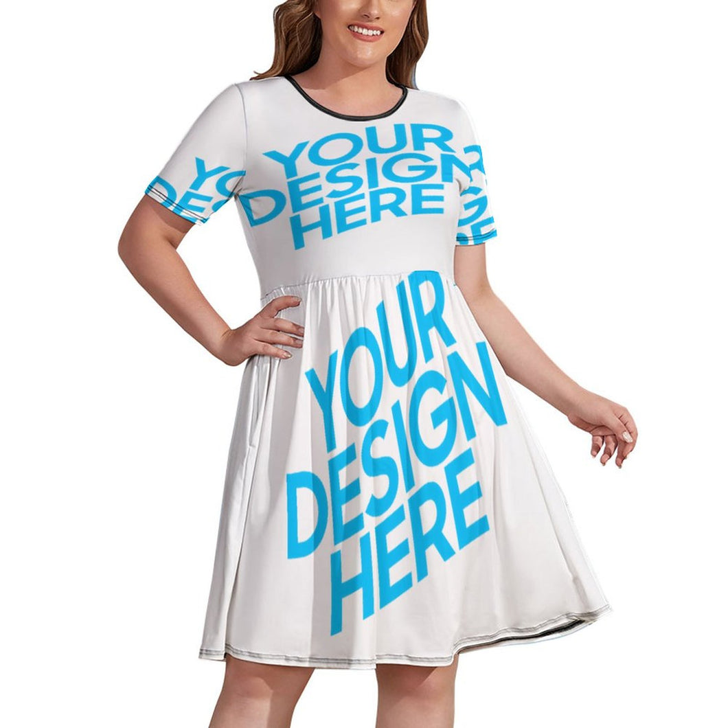 Robe d'été manches courtes grande taille pour femme NZ034 personnalisée avec photo motif texte (impression d'image unique)