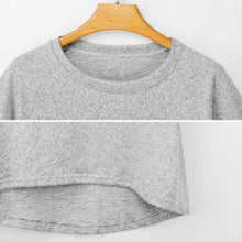 Charger l&#39;image dans la galerie, Impression des multi-images T-shirt tricot gris long col rond manches longues pour femme BL personnalisé avec photo logo texte motif
