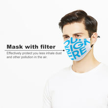 Charger l&#39;image dans la galerie, Masque anti-poussière adulte avec filtres (5 images différentes) personnalisé avec photo logo texte motif
