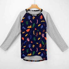 Charger l&#39;image dans la galerie, Impression des multi-images T-shirt tricot gris long col rond manches longues pour femme BL personnalisé avec photo logo texte motif
