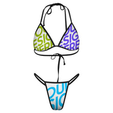 Charger l&#39;image dans la galerie, Ensemble 2 pièces maillot de bain élégant bikini triangle push-up femme J195D57 personnalisé avec photo logo texte (conception multi-images)
