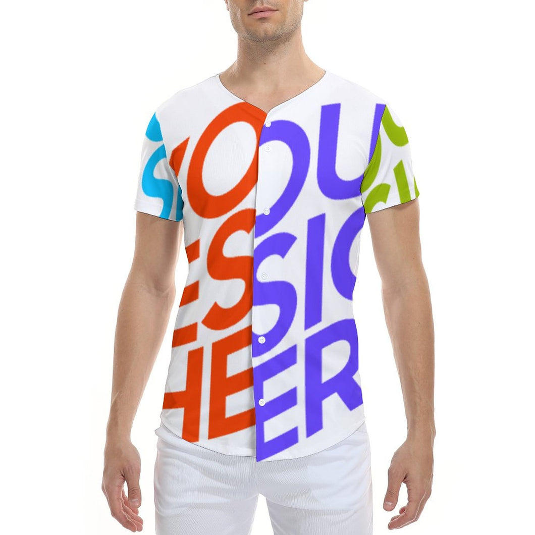Chemise à manches courtes de baseball grande taille homme AJT personnalisée avec photo motif logo texte (conception multi-images)