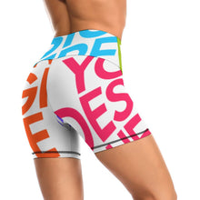 Charger l&#39;image dans la galerie, Shorts de yoga sport pour femmes Y10A personnalisés avec photo texte motif (conception multi-images)
