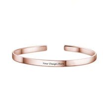 Charger l&#39;image dans la galerie, Bracelet Ouvert Simple en argent pour hommes S0046 gravé personnalisé avec texte prénom
