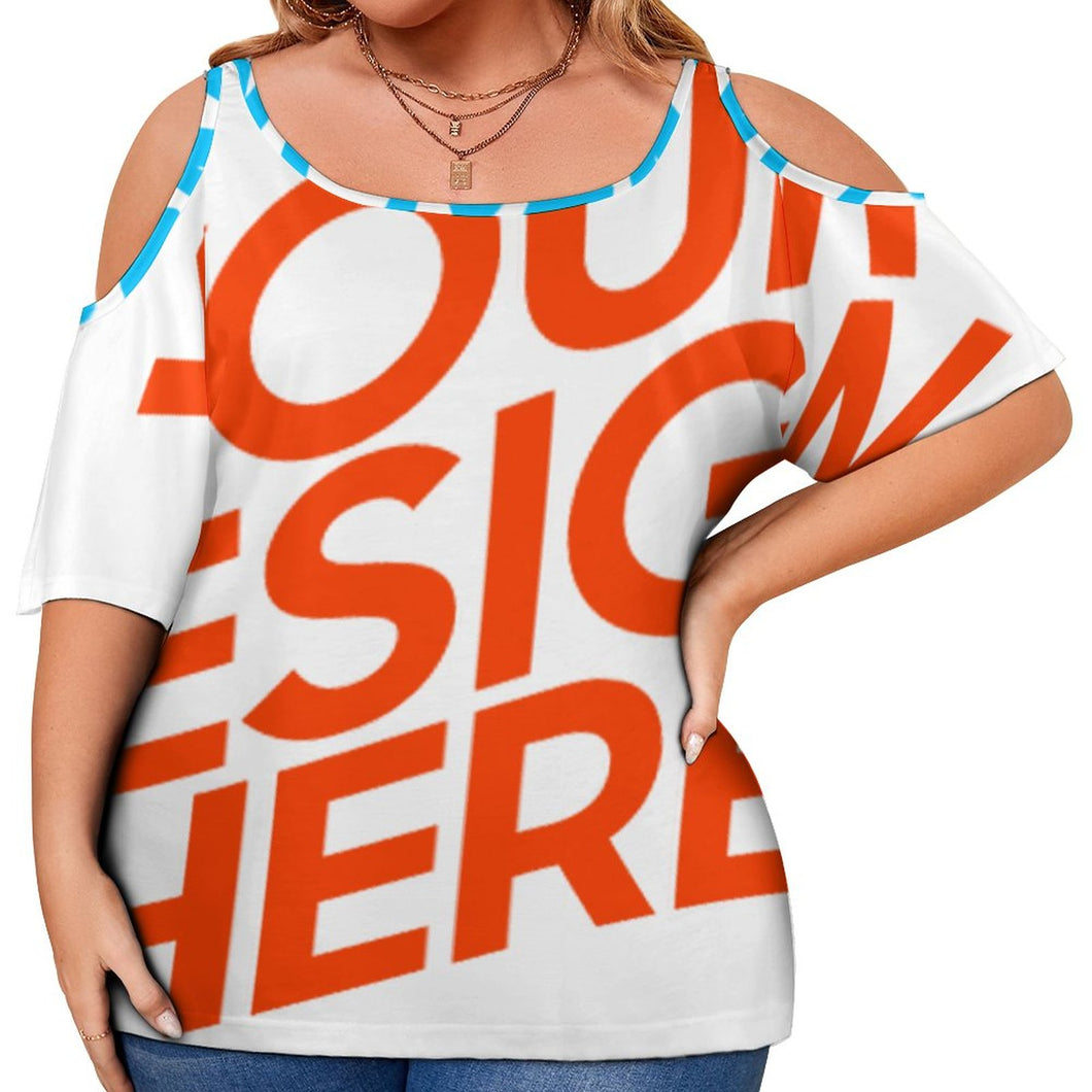 Impression des multi-images T-shirt épaules dénudées Grande taille pour femme AVT personnalisé avec photo logo texte motif