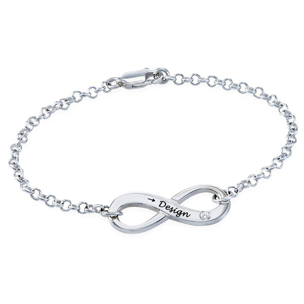 Bracelet joli en argent / cuivre pour femme S0002 gravure personnalisé avec texte prénom