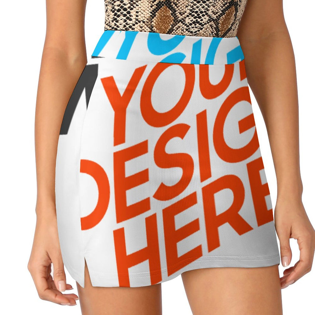 Mini-jupe short jupe courte droite femme grande taille AMQ personnalisée avec motif photo logo texte (impression des multi-images)