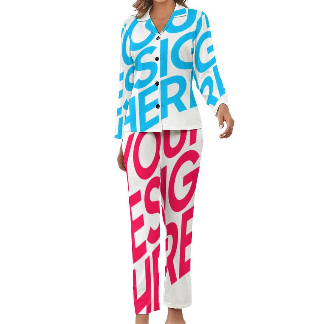 Pyjama DTZREV1 homewear deux pièces en satin pour femme personnalisé avec photo texte prénom (conception une image)