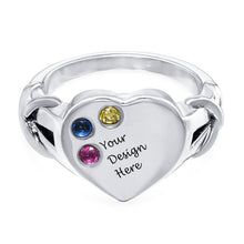 Charger l&#39;image dans la galerie, Bagues Vintage J0009 personnalisées gravé avec lettres prénom texte pour femmes avec cristaux de zircone en argent sterling 925 plaqué or
