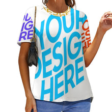 Charger l&#39;image dans la galerie, T-shirt tee shirt col rond femme ample NT personnalisé avec photo motif logo texte (impression des multi-images)
