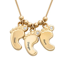 Charger l&#39;image dans la galerie, Collier Pieds de Bébé pour Maman Papa X0009 gravure personnalisé avec prénom texte en argent sterling 925 / cuivre
