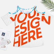 Charger l&#39;image dans la galerie, Impression des multi-images T-shirt épaules dénudées Grande taille pour femme AVT personnalisé avec photo logo texte motif
