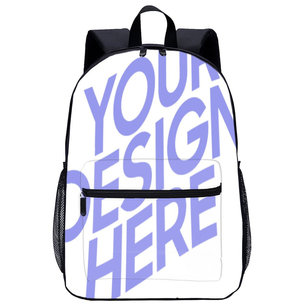 Sac à Dos Pour Enfants De Grande Capacité De 17 Pouces Avec Poche Zippée Pour Adultes Enfants Étudiants Travail Personnalisée Avec Texte Logo Photo (Impression Complète Une Image)