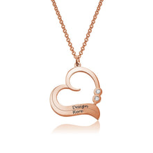Charger l&#39;image dans la galerie, Collier Pendentif Coeur Diamants X0074 pour femme gravure personnalisé avec nom texte
