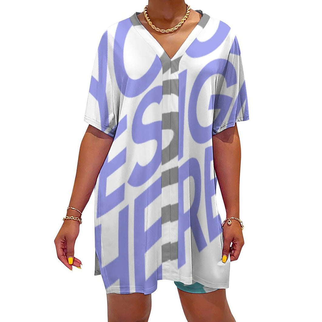 Impression des multi-images chemise à col v à manches femme dolman ensemble de deux pièces OTZ personnalisé  avec votre Logo / Prénom