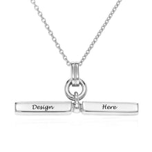 Charger l&#39;image dans la galerie, Collier pendentif rectangle en argent sterling 925 pour femme X0050 gravure personnalisé avec prénom texte
