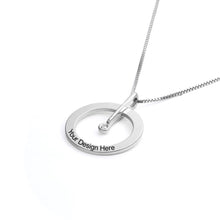 Charger l&#39;image dans la galerie, Collier Cercle Diamant X0065 en argent sterling / cuivre gravure personnalisé avec nom texte
