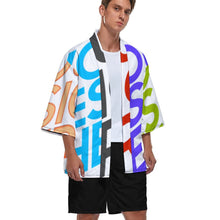 Charger l&#39;image dans la galerie, Manteau Veste kimono pour homme haut cardigan chemise rétro japonaise avec manches 3/4 ZS904 personnalisé avec photos texte motif (conception multi-images)
