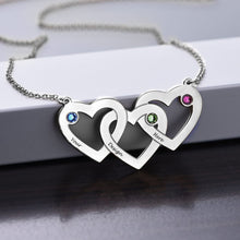 Charger l&#39;image dans la galerie, Collier Entrelacé Trois Coeurs X0063 en argent sterling 925 / cuivre gravure personnalisé avec nom texte
