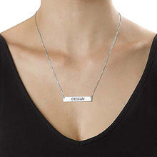 Charger l&#39;image dans la galerie, Collier Barre en argent sterling 925 pour femme homme X0058 longueur réglable gravure personnalisé avec texte prénom
