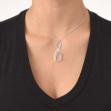 Charger l&#39;image dans la galerie, Collier Prénom Infini Vertical X0034 avec pierres de naissance gravure personnalisé avec lettre prénom
