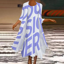 Charger l&#39;image dans la galerie, Robe sans manche fluide cardigan long / Ensemble robe femme STZ personnalisé avec photo logo texte motif (impression d&#39;image unique)
